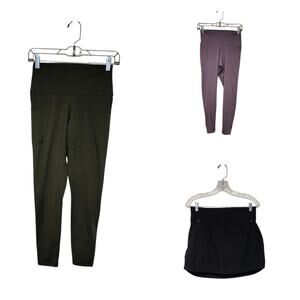 Colorfulkoala Activewear 25” Purple /Green Leggings & FREELY BLACK SKORT M